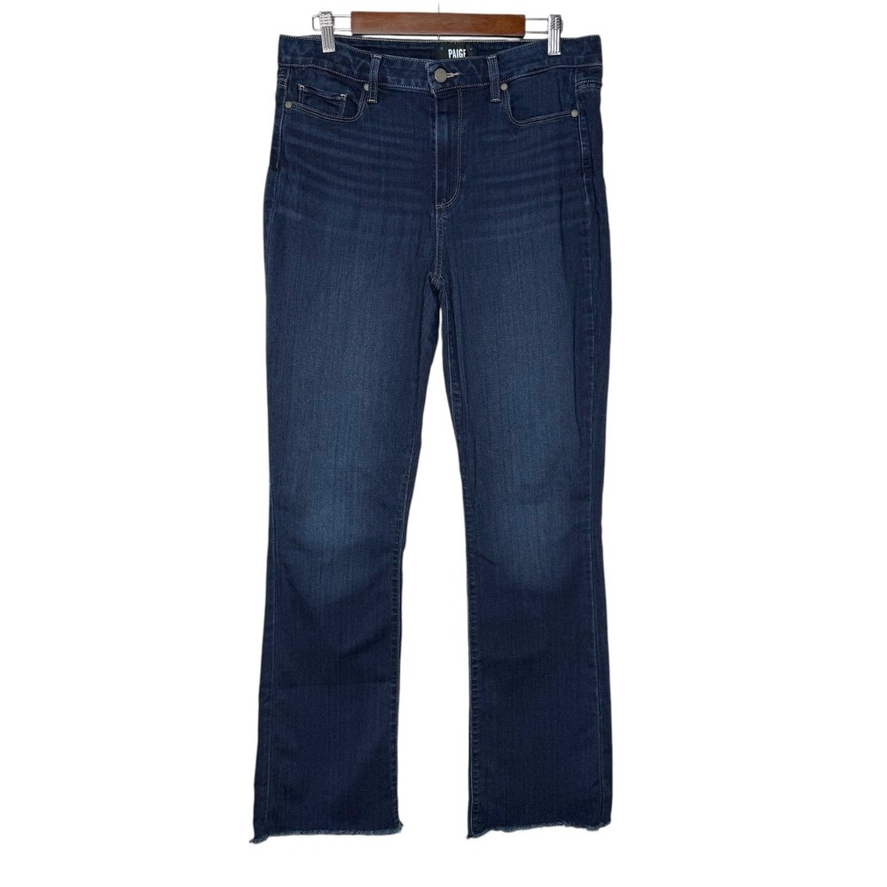 Paige Jeans 32 Dark Wash High Rise Manhattan Bootcut‎ Stretch Raw Hem Gardena